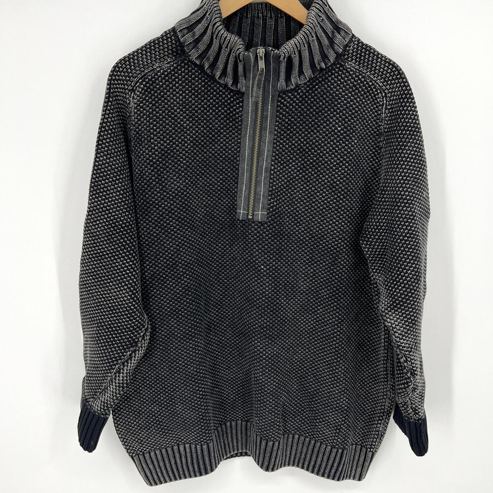 Carbon 2 Cobalt Black Charcoal Mock Neck ¼ Zip Sweater Size L